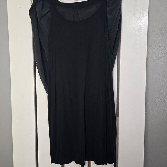 Eileen Fisher Silk Modal Layered Black Hi-Low Tank Dress MED Minimalist Resort‎ - Picture 3 of 11